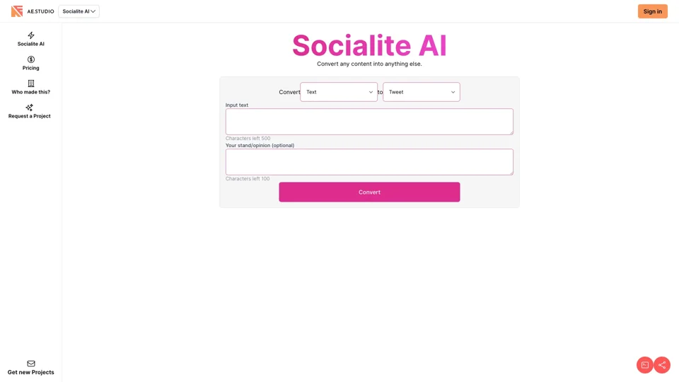 Socialite AI - Convert anything into anything else